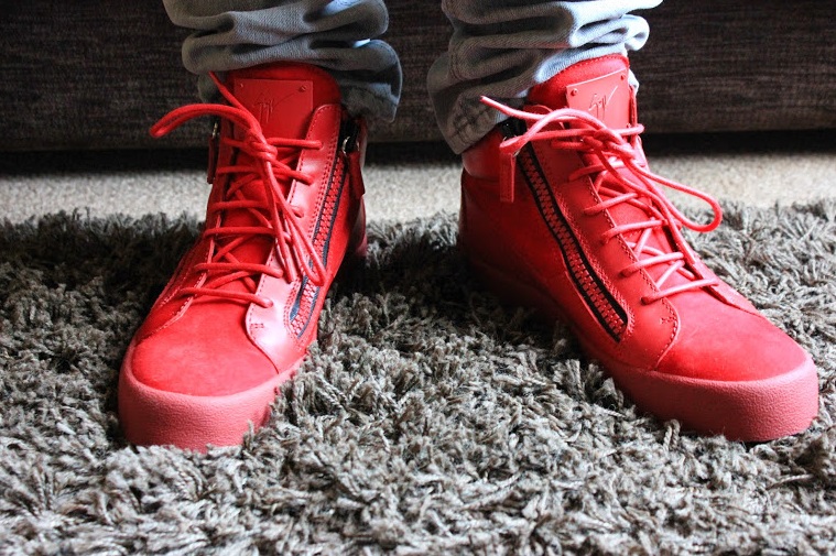 men's red giuseppe sneakers